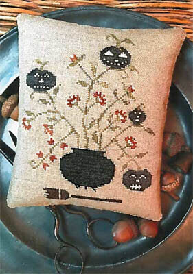 Toil and Trouble Pinkeep By Stacy Nash Primitives - Cross Stitch Pattern, Needlecraft Patterns, Needlecraft Patterns, The Crafty Grimalkin - A Cross Stitch Store