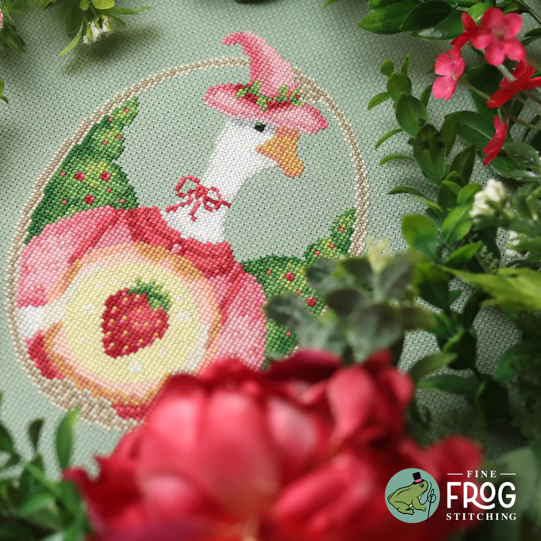 PREORDER  Strawberry Goose Witch - Fine Frog Stitching - Cross Stitch Pattern, Needlecraft Patterns, The Crafty Grimalkin - A Cross Stitch Store