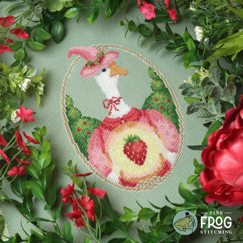 PREORDER  Strawberry Goose Witch - Fine Frog Stitching - Cross Stitch Pattern, Needlecraft Patterns, The Crafty Grimalkin - A Cross Stitch Store