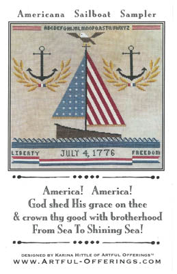 Americana Sailboat Sampler - Artful Offerings - Cross Stitch Pattern, Needlecraft Patterns, Needlecraft Patterns, The Crafty Grimalkin - A Cross Stitch Store