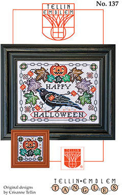 Tangled Tidings Happy Halloween - Tellin Emblem - Cross Stitch Pattern, Needlecraft Patterns, The Crafty Grimalkin - A Cross Stitch Store