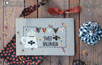 Cup of Halloween - Madame Chantilly - Cross Stitch Pattern, Needlecraft Patterns, Needlecraft Patterns, The Crafty Grimalkin - A Cross Stitch Store