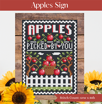 Apples Sign - Shannon Christine Designs - Cross Stitch Pattern, Needlecraft Patterns, The Crafty Grimalkin - A Cross Stitch Store