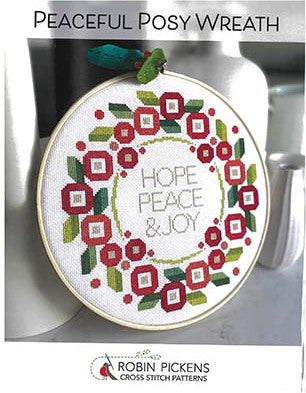 Peaceful Posy Wreath - Robin Pickens Cross Stitch Patterns, The Crafty Grimalkin - A Cross Stitch Store