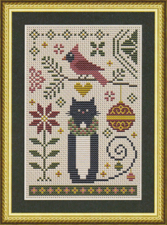 A Cat and Cardinal Christmas - Happiness is HeartMade - Cross Stitch Pattern, Cross Stitch Patterns, The Crafty Grimalkin - A Cross Stitch Store