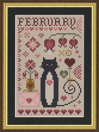 February Cat - Happiness is HeartMade - Cross Stitch Pattern