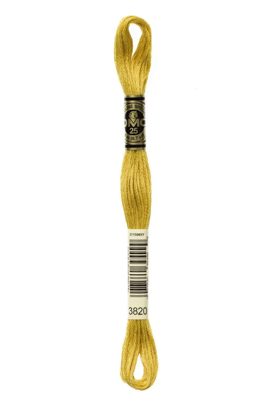 DMC 3820 - Straw - Dark - DMC 6 Strand Embroidery Thread, Thread & Floss, Thread & Floss, The Crafty Grimalkin - A Cross Stitch Store