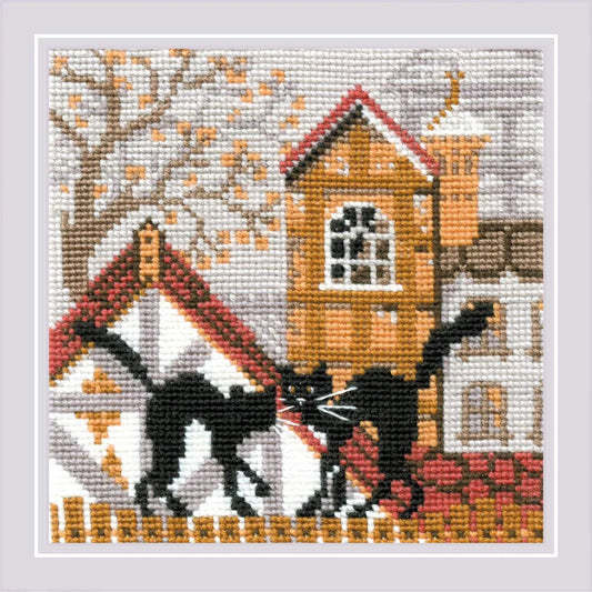 City & Cats Autumn R613 Counted Cross Stitch Kit, The Crafty Grimalkin - A Cross Stitch Store