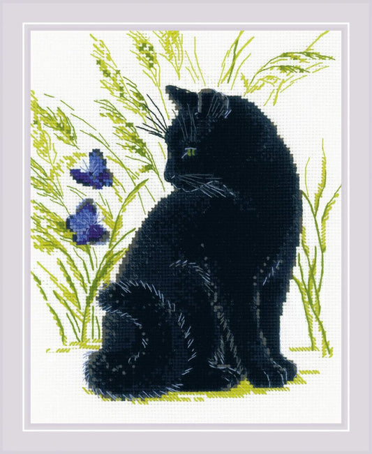 Black Cat R2001 Counted Cross Stitch Kit, The Crafty Grimalkin - A Cross Stitch Store