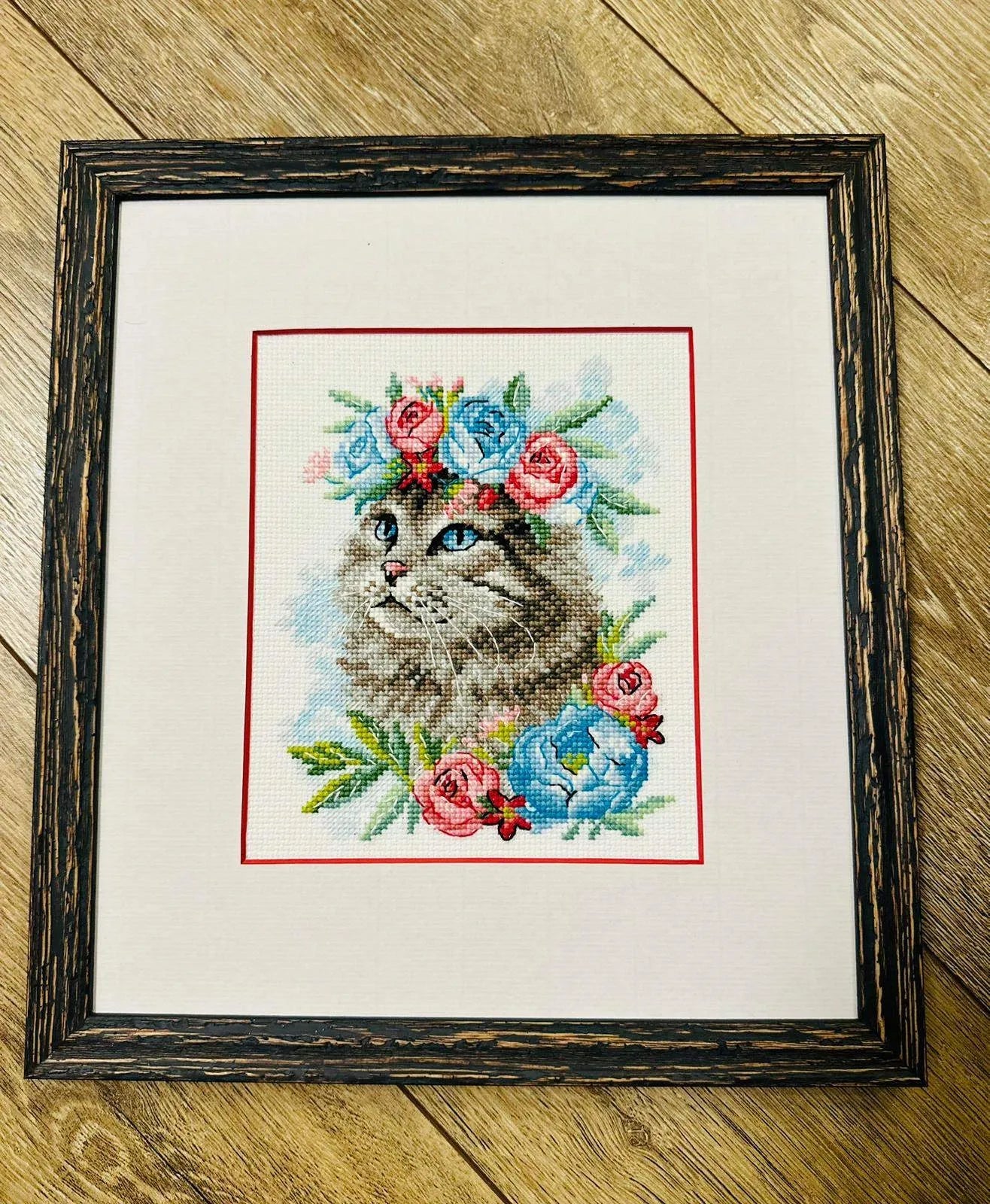 Cat in Flowers R2088 Counted Cross Stitch Kit, The Crafty Grimalkin - A Cross Stitch Store