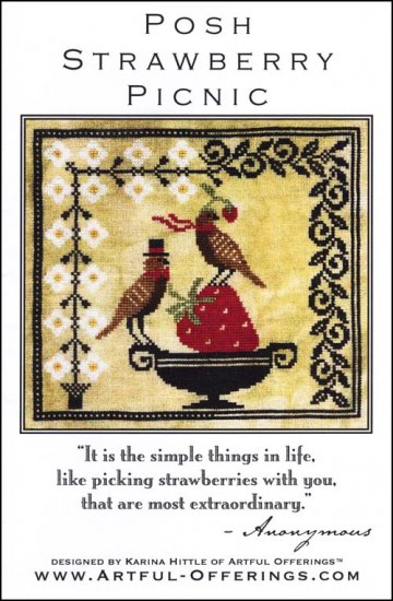 Posh Strawberry Picnic - Artful Offerings - Cross Stitch Pattern, Needlecraft Patterns, Needlecraft Patterns, The Crafty Grimalkin - A Cross Stitch Store