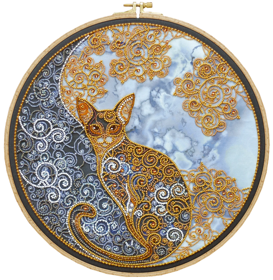 Bead Embroidery Kit - Moon cat AB-709, Needlecraft Kits, Needlecraft Kits, The Crafty Grimalkin - A Cross Stitch Store