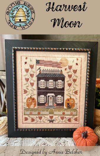 Harvest Moon -  Annie Beez Folk Art - Cross Stitch Pattern