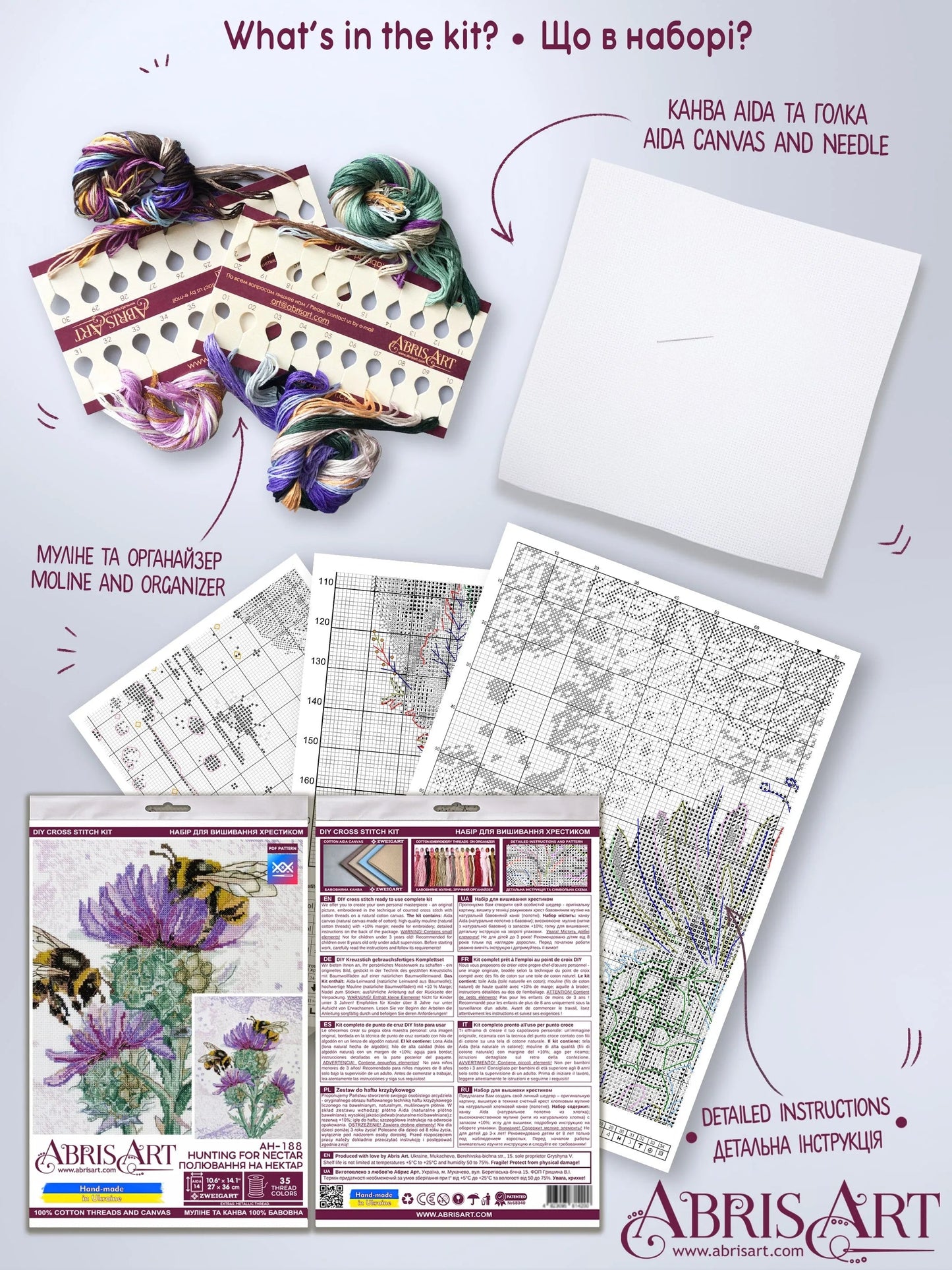 Cross-stitch kit Hunting for nectar AH-188, Needlecraft Kits, The Crafty Grimalkin - A Cross Stitch Store