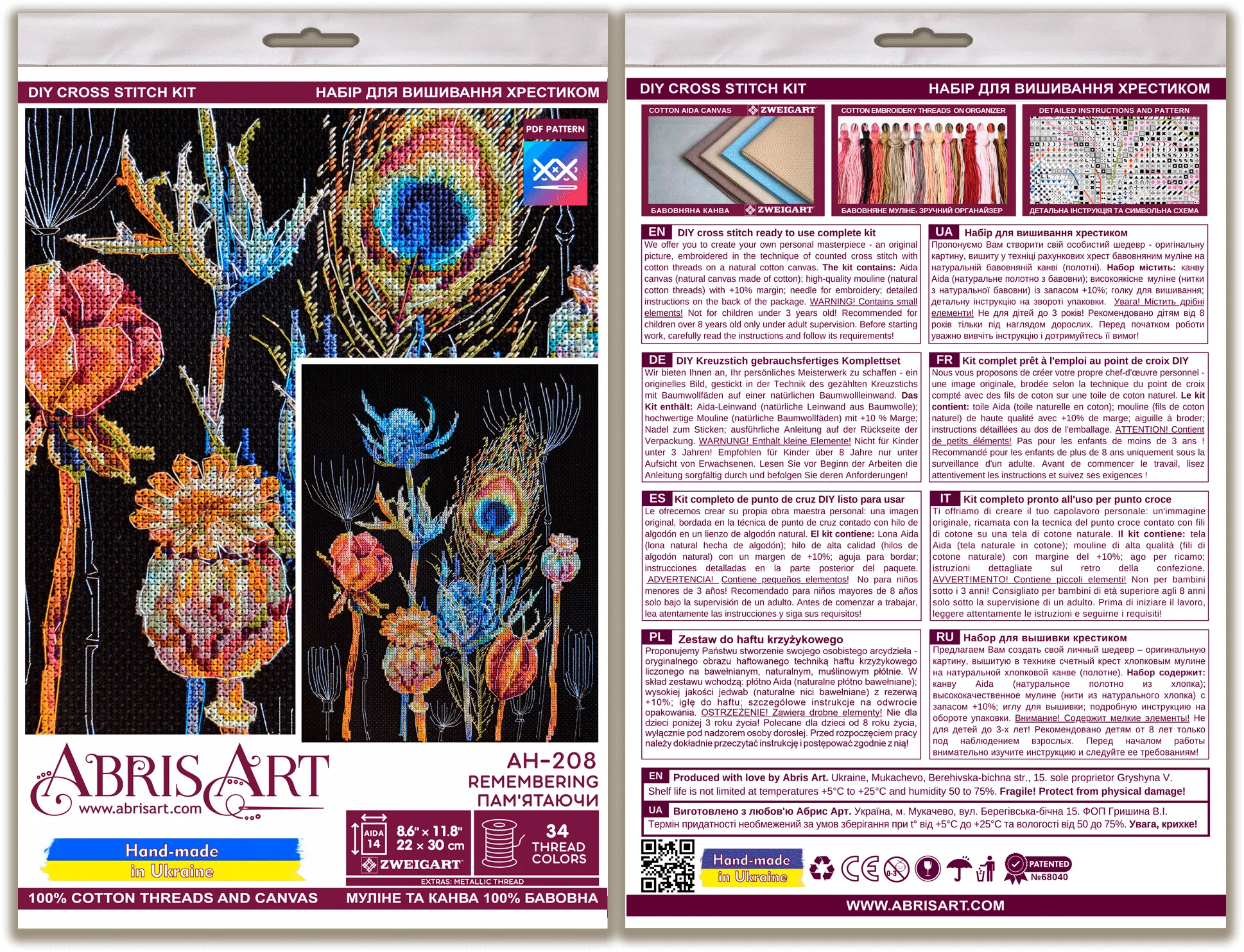 Cross-stitch kit - Remembering, Needlecraft Kits, Needlecraft Kits, The Crafty Grimalkin - A Cross Stitch Store