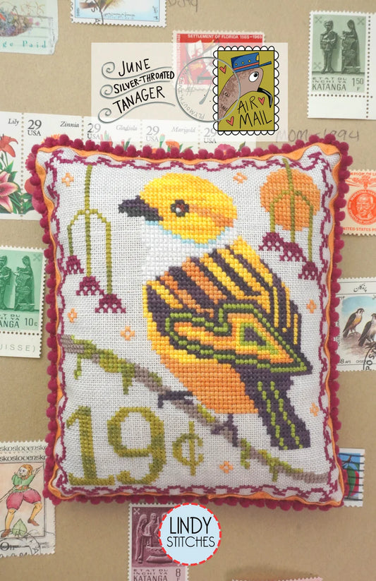 June Silver Throated Tanager - Lindy Stitches - Cross Stitch Pattern