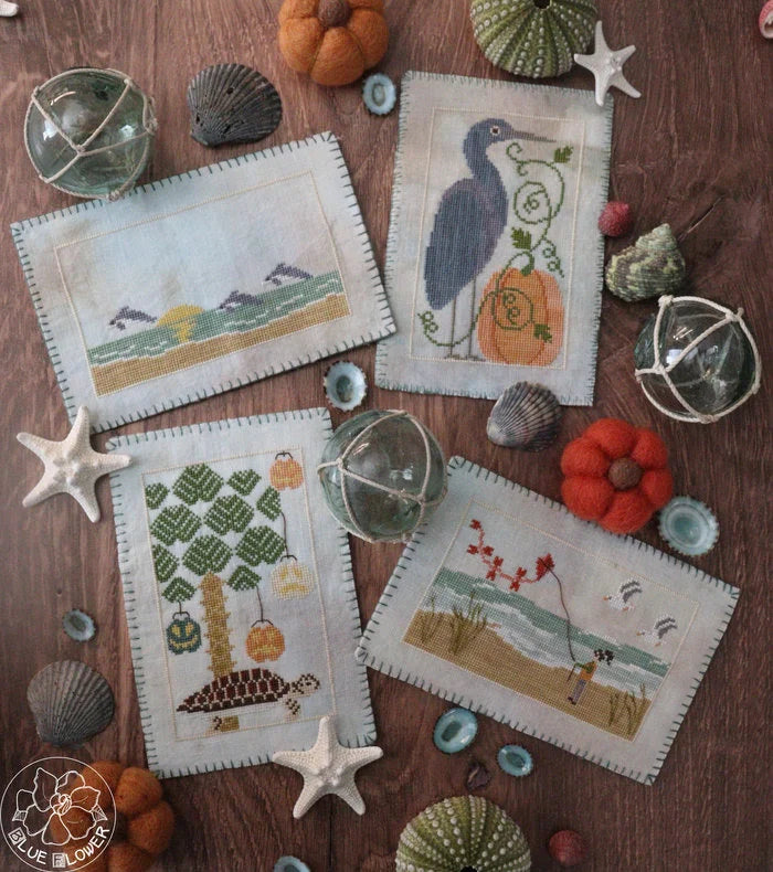 Autumn Beach Postcards - The Blue Flower - Cross Stitch Pattern