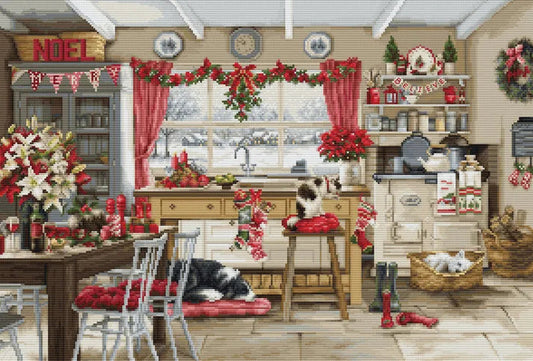 Christmas Farmhouse Kitchen BU5053L Counted Cross-Stitch Kit, The Crafty Grimalkin - A Cross Stitch Store