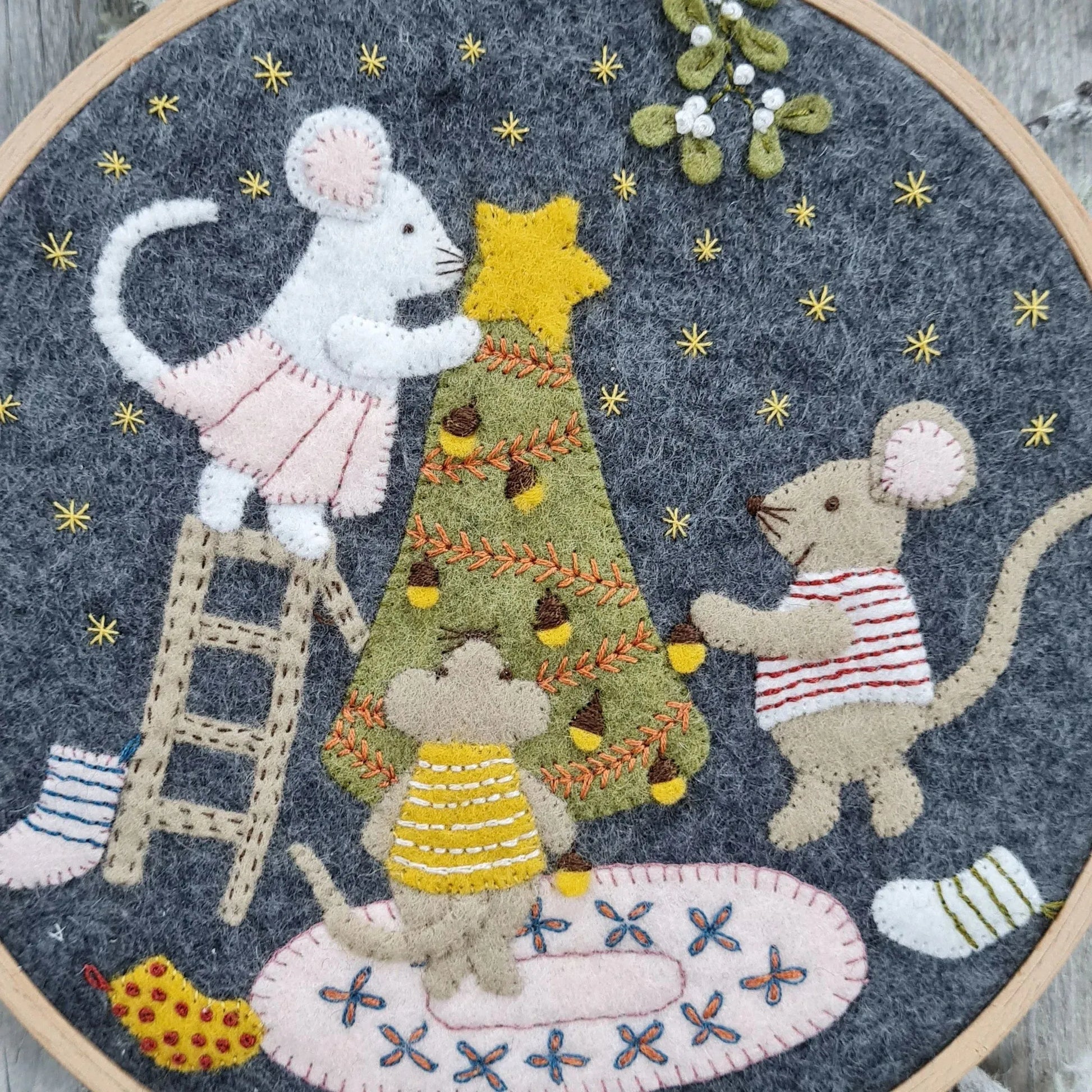 Christmas with the Mouse Family Applique Felt Kit APPXMF1O, The Crafty Grimalkin - A Cross Stitch Store