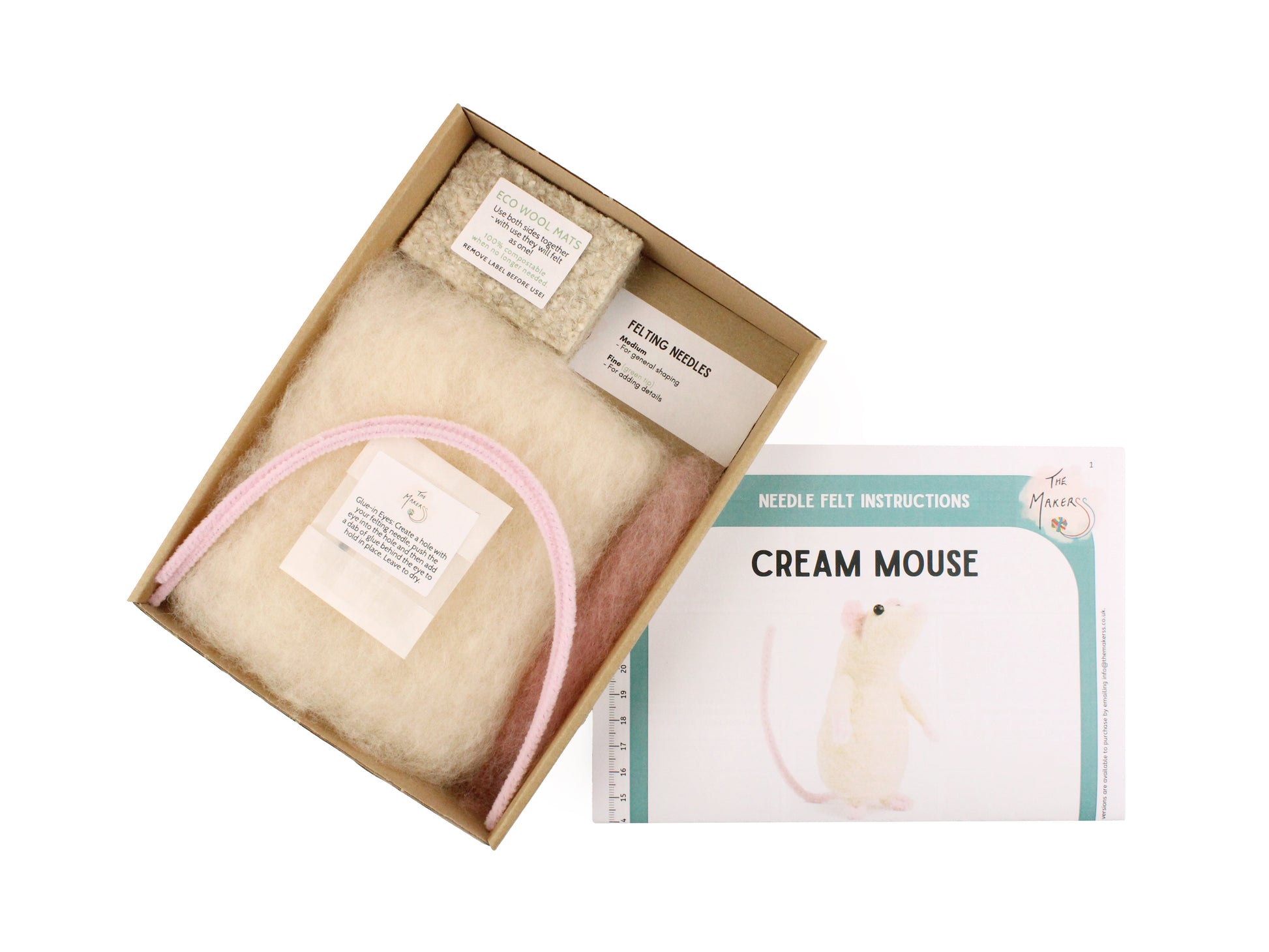 Felting Kit - Cream Mouse Needle Felt Kit, Needlecraft Kits, Needlecraft Kits, The Crafty Grimalkin - A Cross Stitch Store