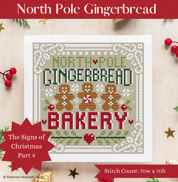 North Pole Gingerbread - Shannon Christine Designs - Cross Stitch Pattern, The Crafty Grimalkin - A Cross Stitch Store