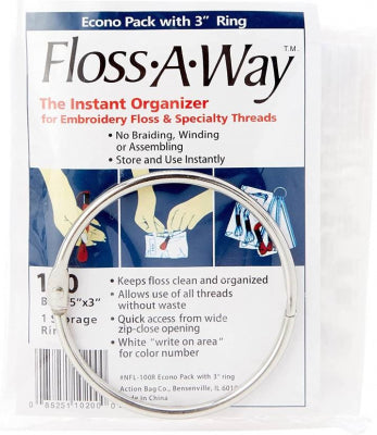 Floss A Way Econo Pack with 3" Ring - 100 Bags, Sewing Boxes, The Crafty Grimalkin - A Cross Stitch Store