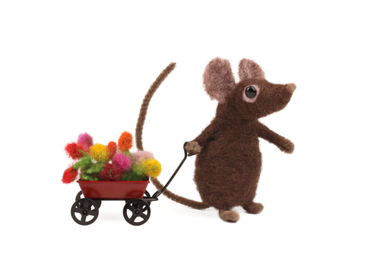 Felting Kit - Flower Cart Mouse Needle Felt Kit, Needlecraft Kits, Needlecraft Kits, The Crafty Grimalkin - A Cross Stitch Store