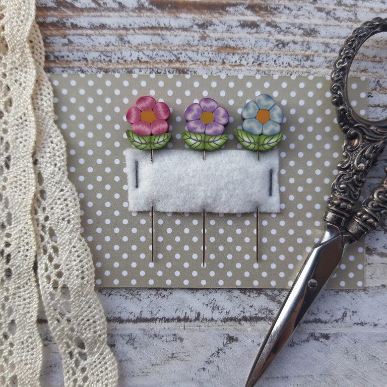 PREORDER Flowers Small Pin Set - Puntini Puntini, Needlecraft Patterns, The Crafty Grimalkin - A Cross Stitch Store