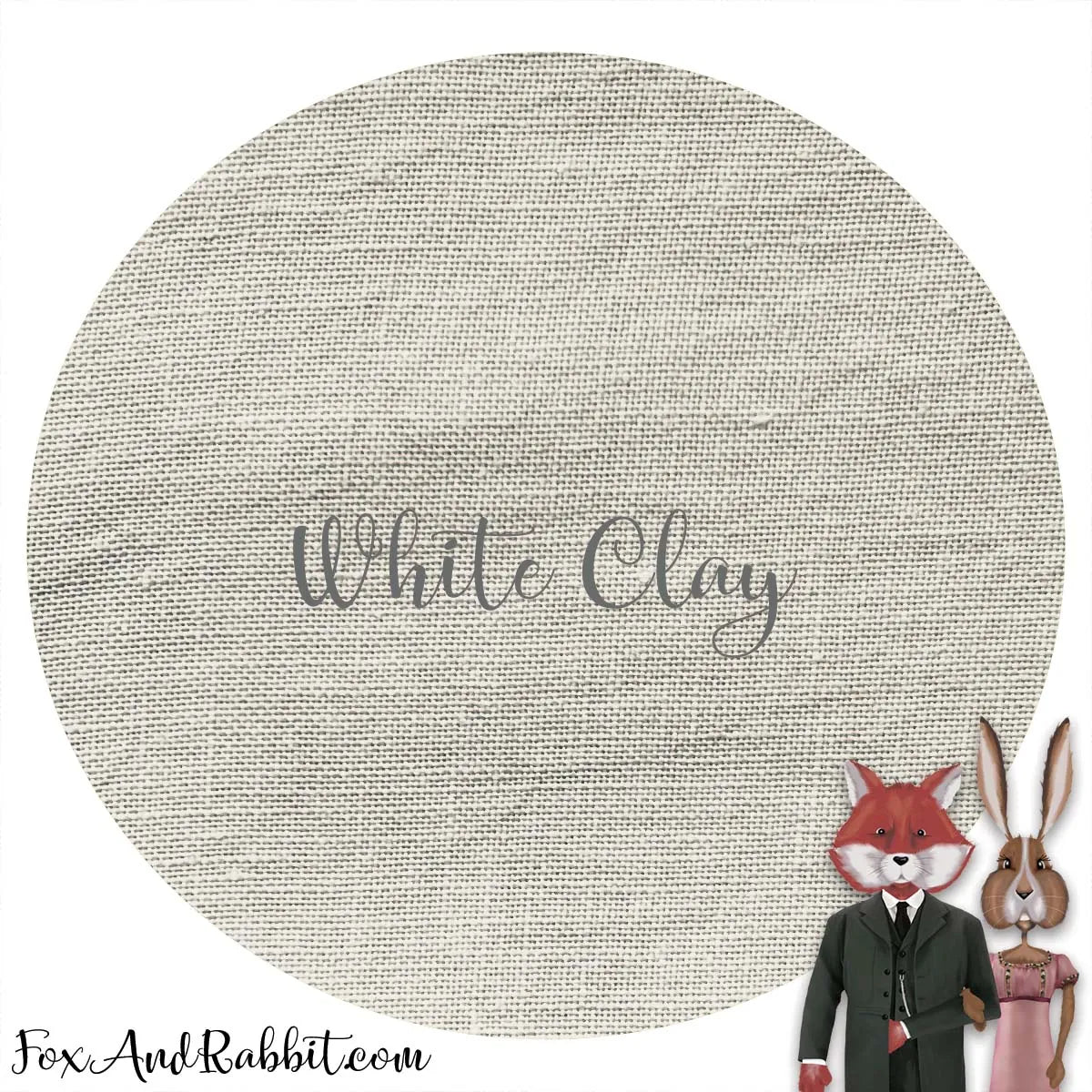 40 Count Linen - White Clay - Fox and Rabbit