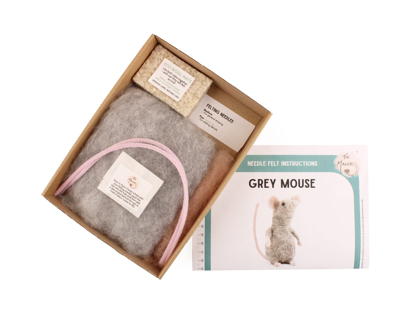 Felting Kit - Grey Mouse Needle Felt Kit, Needlecraft Kits, Needlecraft Kits, The Crafty Grimalkin - A Cross Stitch Store