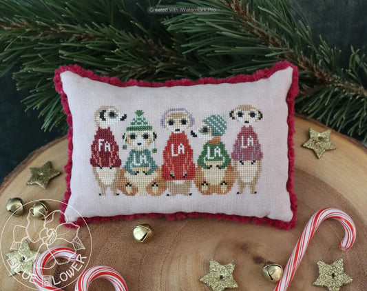 Holiday Card 2023 Merry Meerkats - The Blue Flower - Cross Stitch Pattern, Needlecraft Patterns, Needlecraft Patterns, The Crafty Grimalkin - A Cross Stitch Store