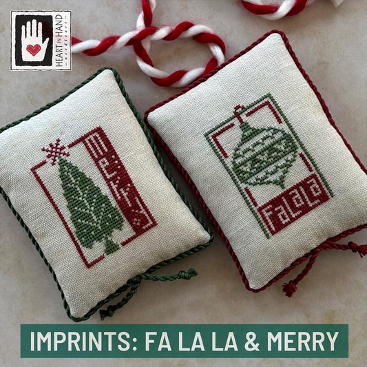 Imprints: Fa La La and Merry - Heart In Hand Needleart - Cross Stitch Pattern, Needlecraft Patterns, Needlecraft Patterns, The Crafty Grimalkin - A Cross Stitch Store