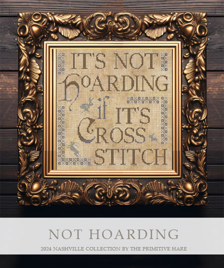 PRE-ORDER Not Hoarding - Primitive Hare - Cross Stitch Pattern, Needlecraft Patterns, Needlecraft Patterns, The Crafty Grimalkin - A Cross Stitch Store