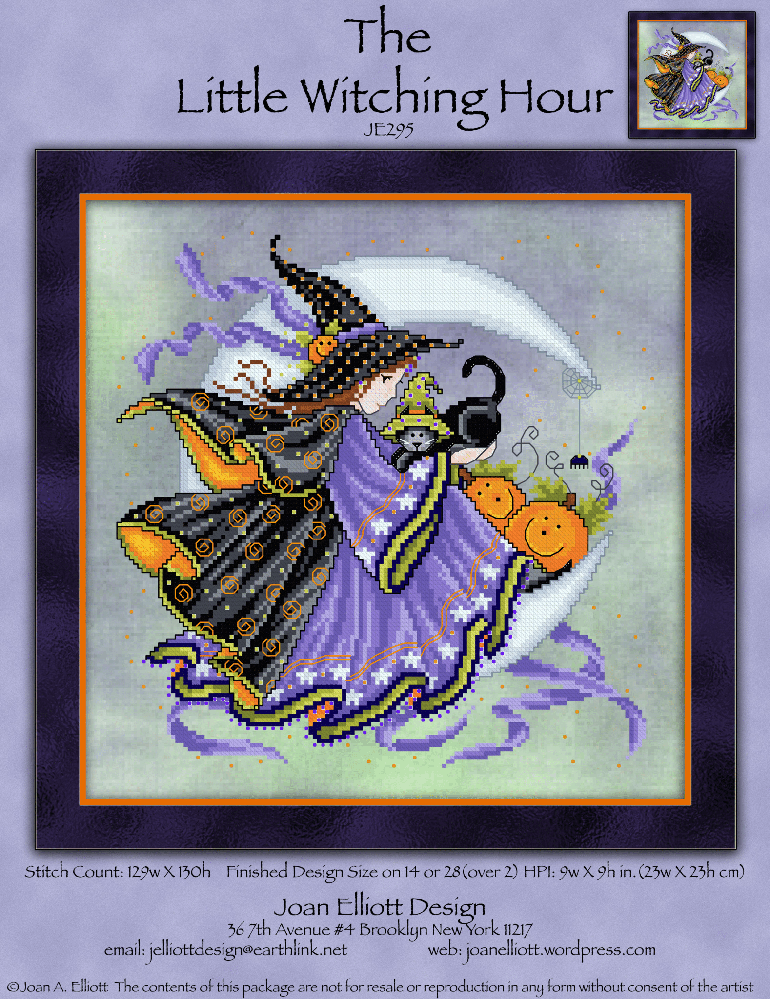 The Little Witching Hour by Joan Elliot Design - Cross Stitch Pattern, Needlecraft Patterns, The Crafty Grimalkin - A Cross Stitch Store