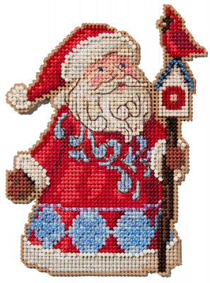 Santa & Cardinal Birdhouse by Jim Shore (2024) - Mill Hill - Cross Stitch Kit