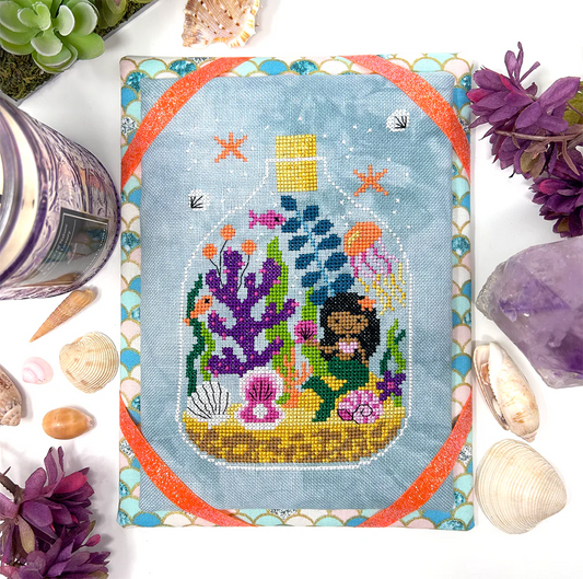 Mermaid Terrarium - Tiny Modernist - Cross Stitch Pattern