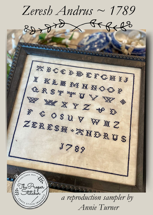 Zeresh Andrus 1789 - The Proper Stitcher - Cross Stitch Pattern, Needlecraft Patterns, The Crafty Grimalkin - A Cross Stitch Store