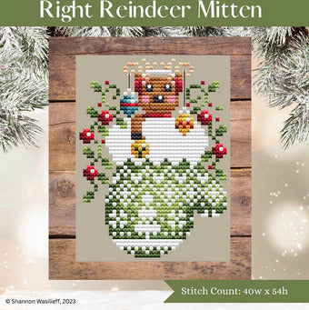 Right Reindeer Mitten - Shannon Christine Designs - Cross Stitch Pattern, Needlecraft Patterns, The Crafty Grimalkin - A Cross Stitch Store