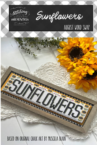 Sunflowers - Word Swap Series - Stitching with the Housewives - Cross Stitch Pattern