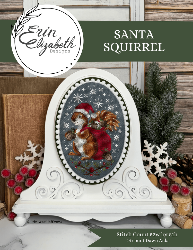 Santa Squirrel by Erin Elizabeth Designs - Cross Stitch Pattern