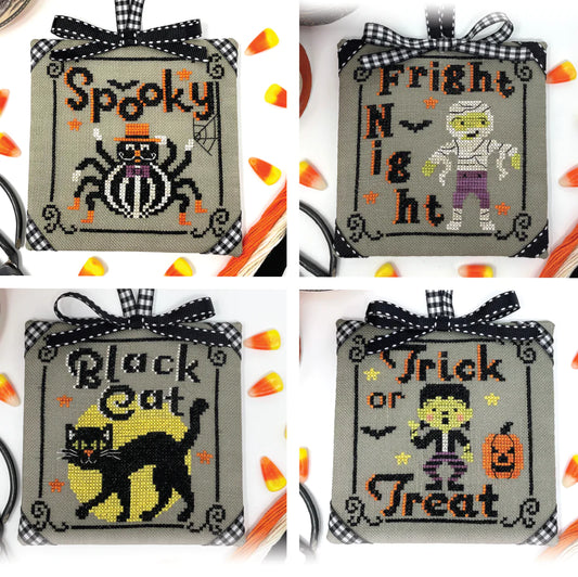 Halloween Spooktacular Ornament Series 5-8 - Tiny Modernist - Cross Stitch Pattern, Needlecraft Patterns, Needlecraft Patterns, The Crafty Grimalkin - A Cross Stitch Store