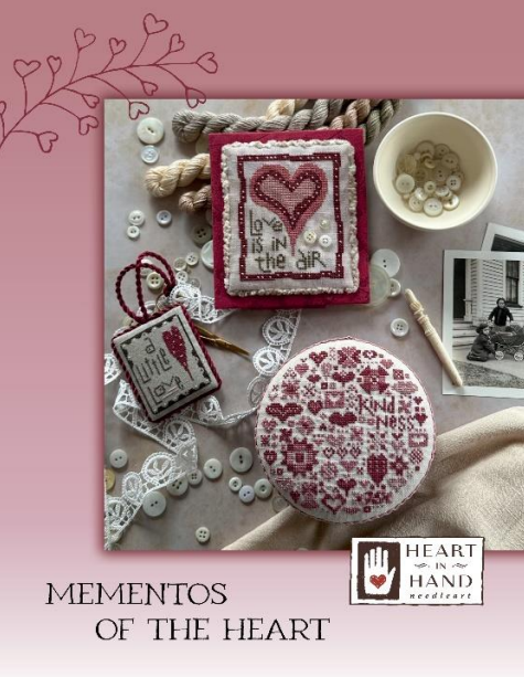 PRE-ORDER - Mementos of the Heart - Heart In Hand Needleart - Cross Stitch Pattern, Needlecraft Patterns, Needlecraft Patterns, The Crafty Grimalkin - A Cross Stitch Store