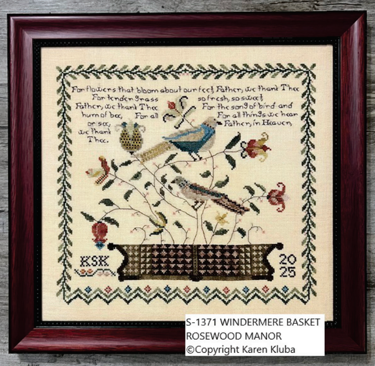 PREORDER Windermere Basket- Rosewood Manor - Cross Stitch Pattern, Needlecraft Patterns, The Crafty Grimalkin - A Cross Stitch Store