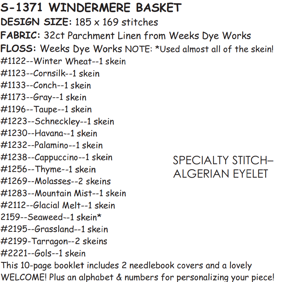 PREORDER Windermere Basket- Rosewood Manor - Cross Stitch Pattern, Needlecraft Patterns, The Crafty Grimalkin - A Cross Stitch Store