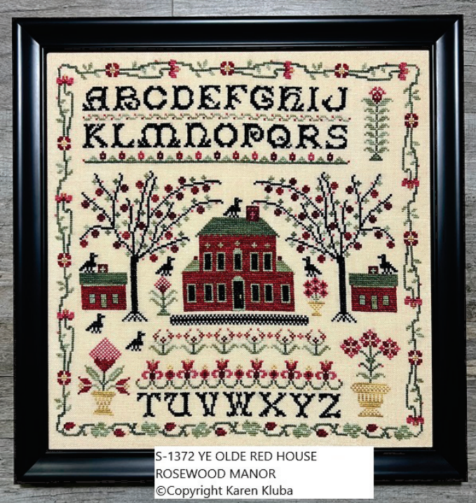 PREORDER YE OLDE RED HOUSE SAMPLER - Rosewood Manor - Cross Stitch Pattern, Needlecraft Patterns, The Crafty Grimalkin - A Cross Stitch Store