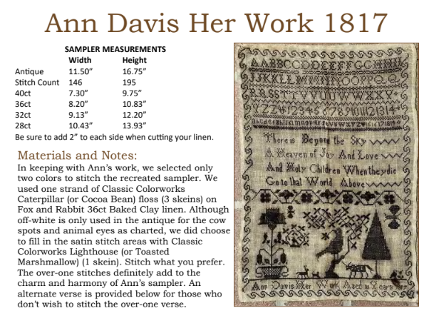 PREORDER Ann Davis Sampler - Needlework Press - Cross Stitch Pattern, Needlecraft Patterns, The Crafty Grimalkin - A Cross Stitch Store