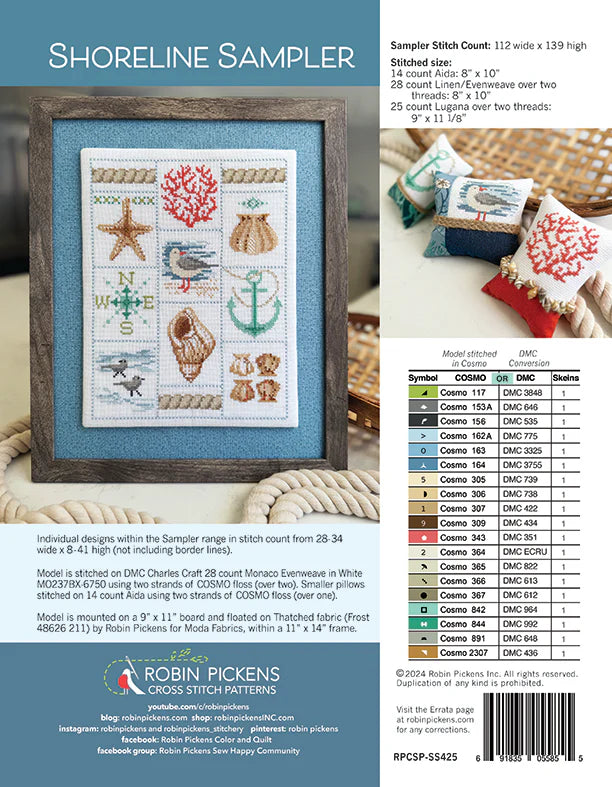 Shoreline Sampler - Robin Pickens Cross Stitch Patterns