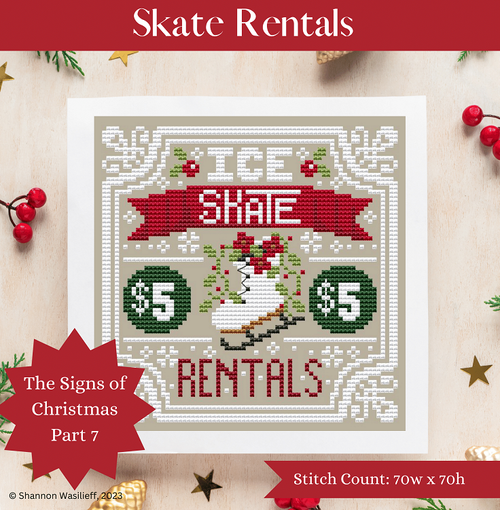 Skate Rentals - Shannon Christine Designs - Cross Stitch Pattern, Needlecraft Patterns, The Crafty Grimalkin - A Cross Stitch Store