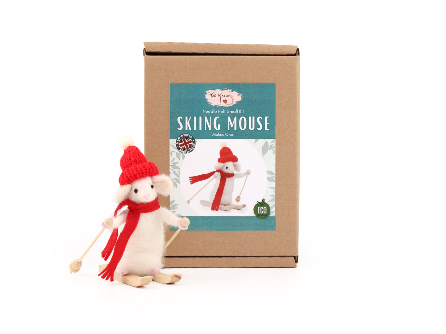 Felting Kit - Skiing Mouse Needle Felting Kit, Needlecraft Kits, Needlecraft Kits, The Crafty Grimalkin - A Cross Stitch Store