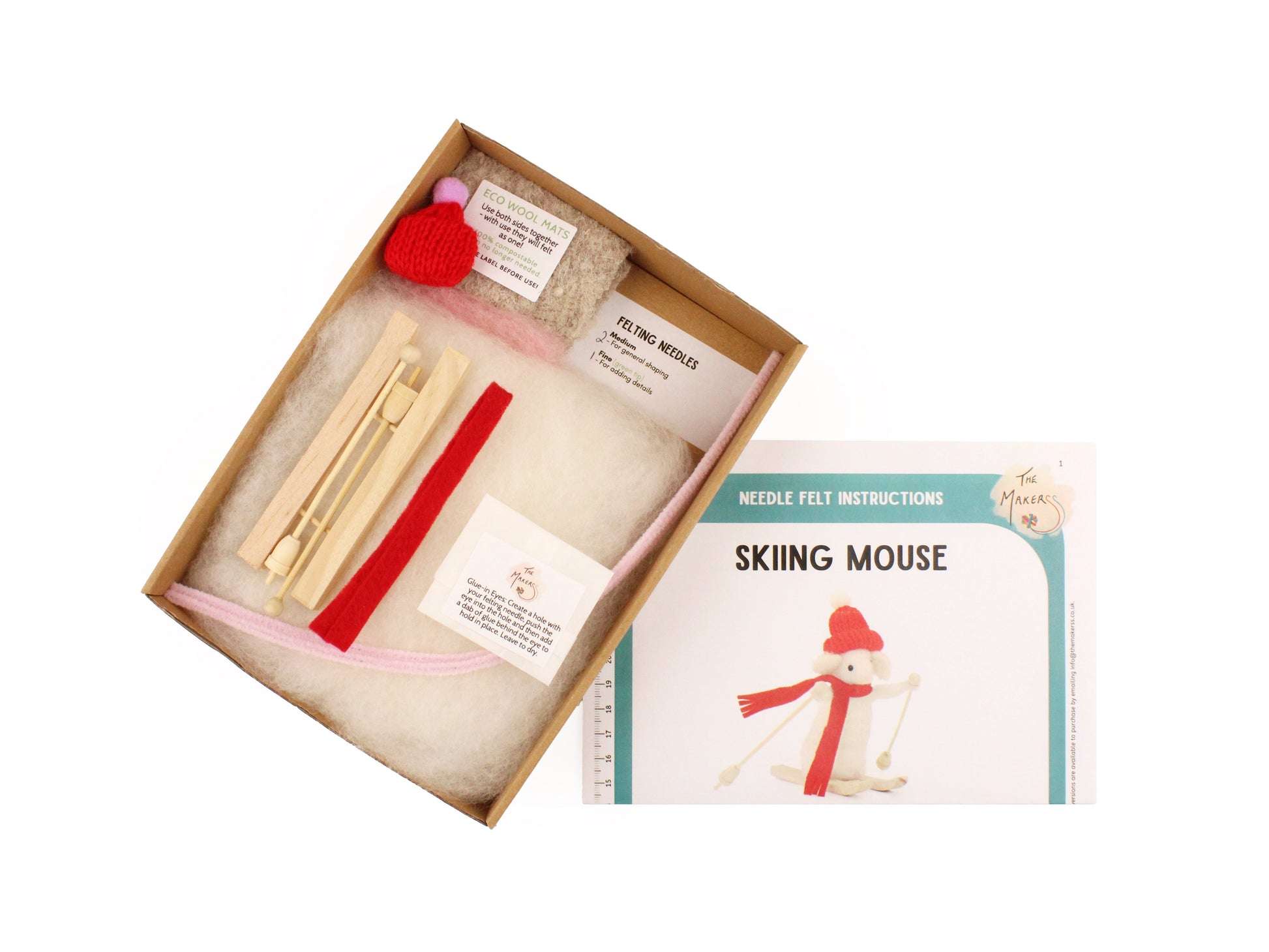 Felting Kit - Skiing Mouse Needle Felting Kit, Needlecraft Kits, Needlecraft Kits, The Crafty Grimalkin - A Cross Stitch Store